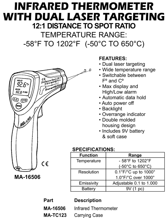 infrared thermometer with dual laser targeting