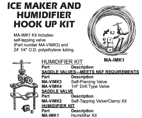 ice maker and humidifier hook up kit