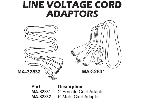 line voltage cord adaptors