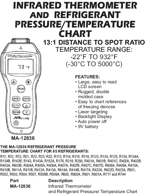 refrigerant pressure and temperature chart
