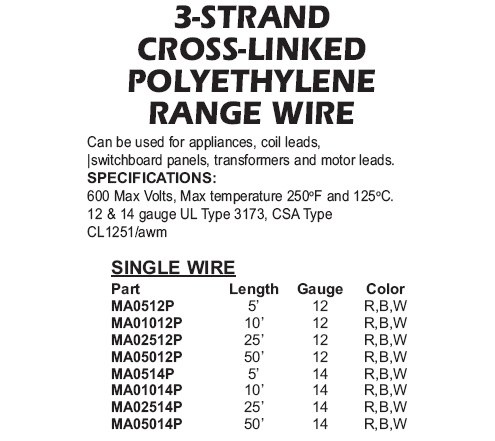 3 stranded cross linked polyethylene range wire