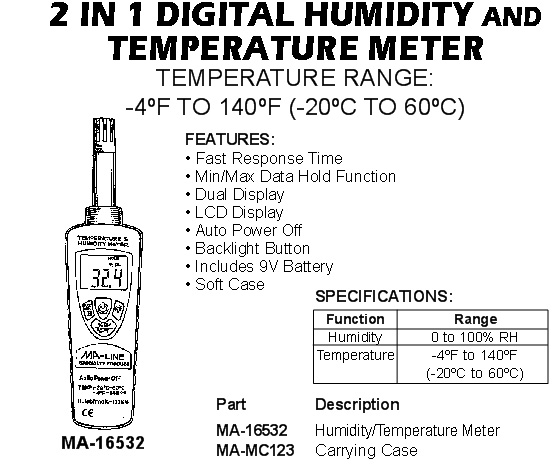 2 in 1 digital humidity and temperature meter