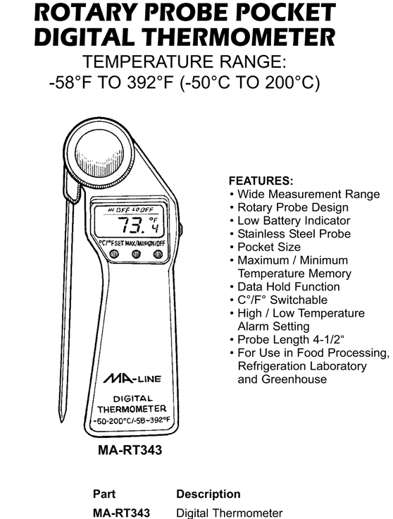 rotary probe pocket digital thermometer