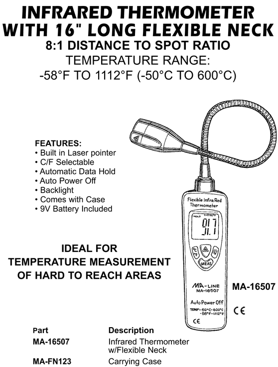 infrared thermometer with flexible neck