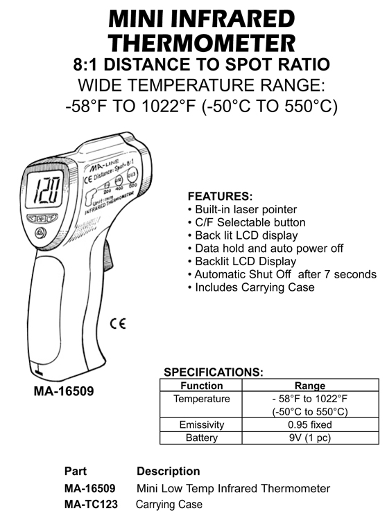 MA-Line MA-PDT392B Big Digit Pocket Digital Thermometer