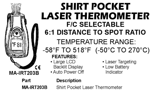 shirt pocket laser thermometer
