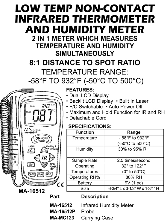 low temp non contact infrared thermometer