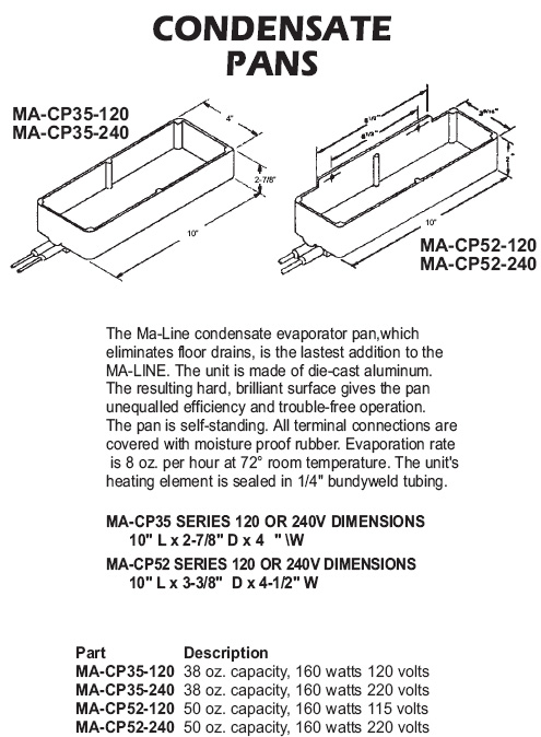 condensate pans