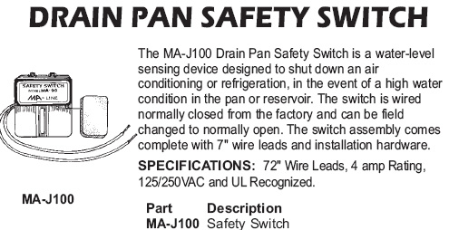 drain pan safety switch