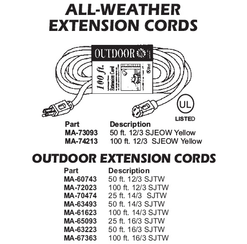 all weather extension cords