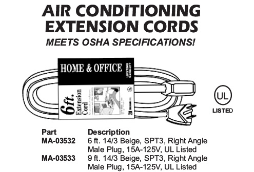 air conditioning extension cords