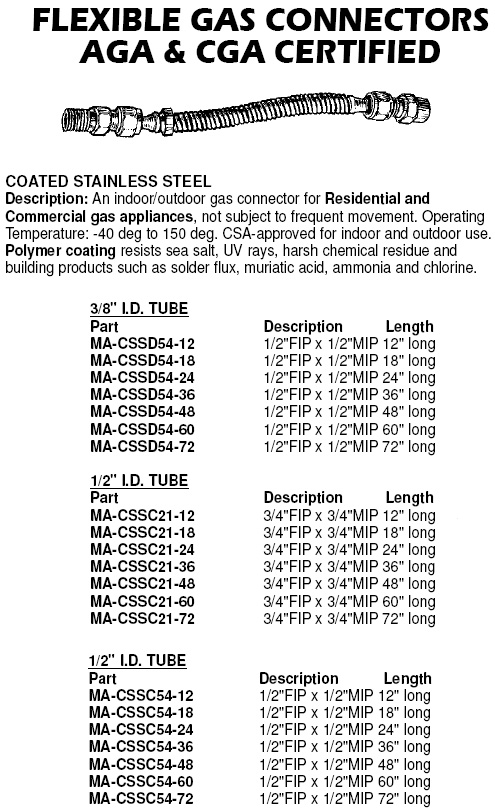 flexible gas connectors