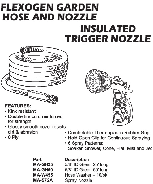 garden hose, nozzle