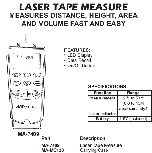 Laser tape measure
