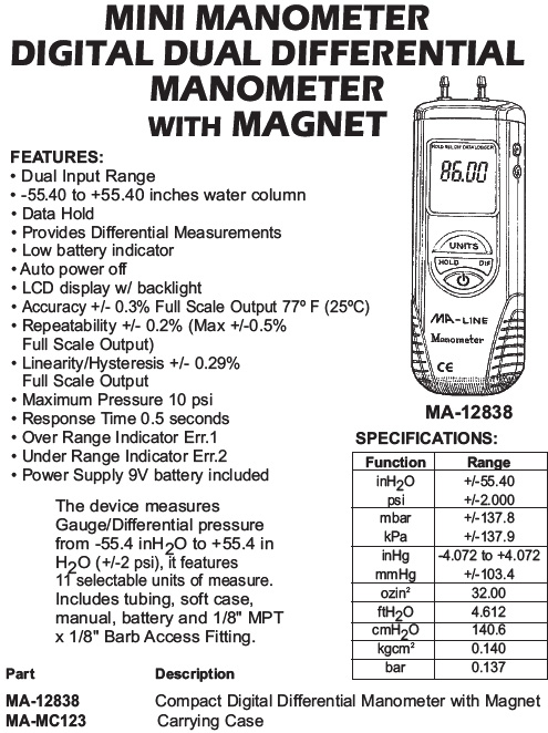 Manometer with magnet