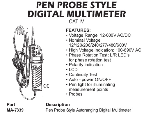 pen probe style digital multimeter