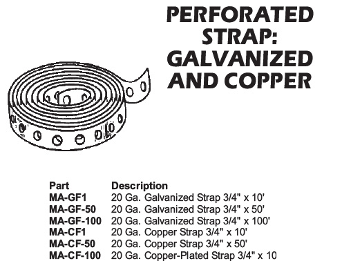 perforated strap galvanized and copper