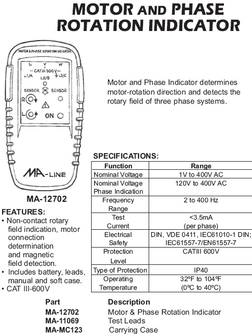 motor and phase rotation indicator