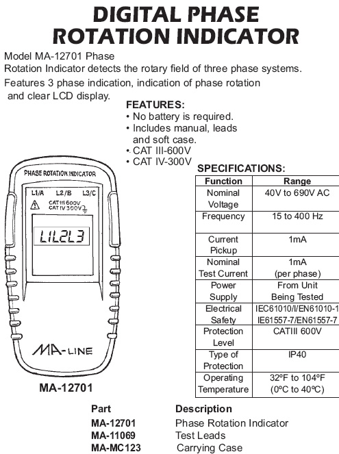 digital phase rotation indicator