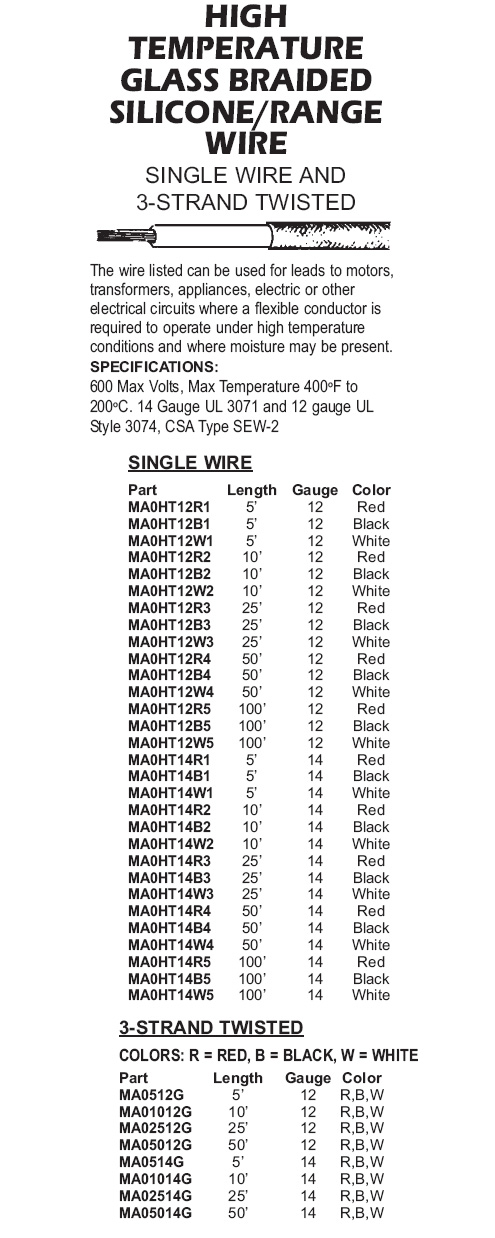 high temperature glass braided silicone wire